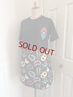 画像1: ラップスカート★黒レイ柄